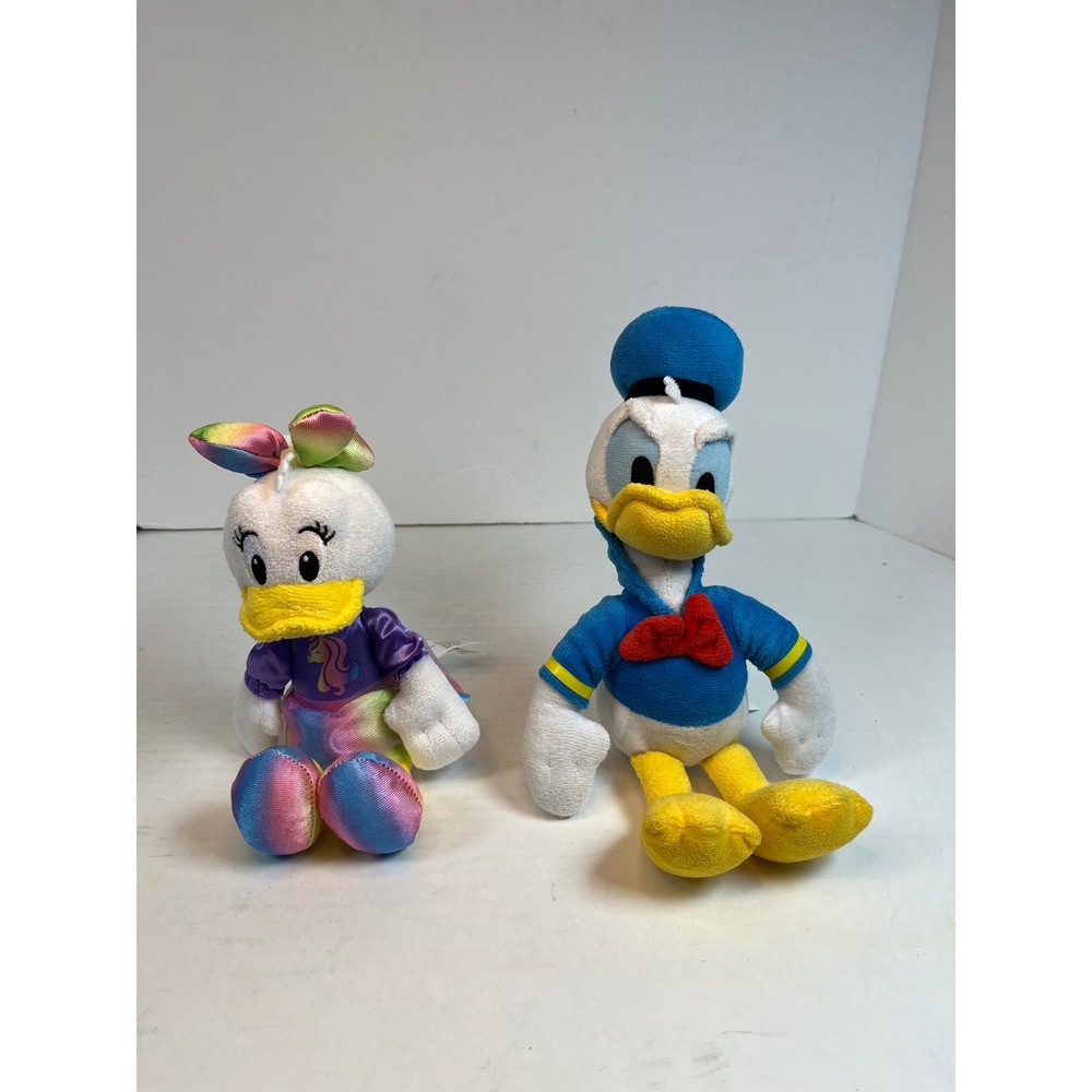 Disney Donald Duck and Rainbow Unicorn Daisy Duck Plush Set Just Play 9 Inch